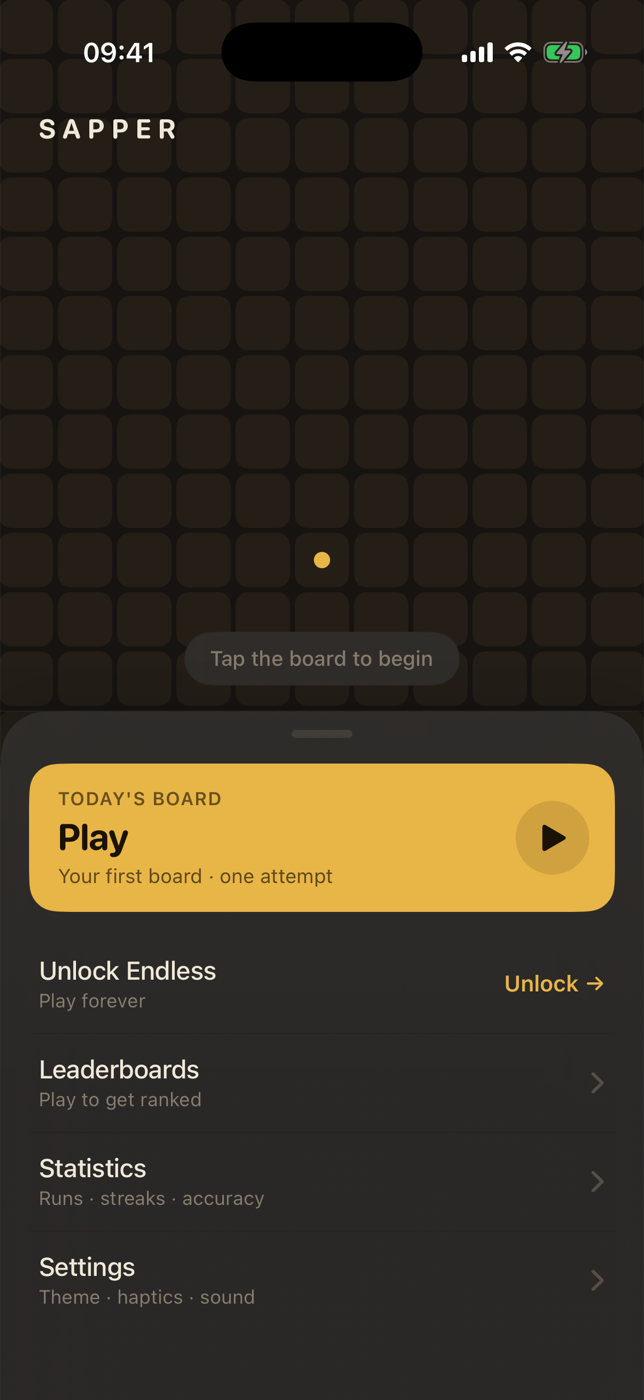 Home — Today's board, one tap in