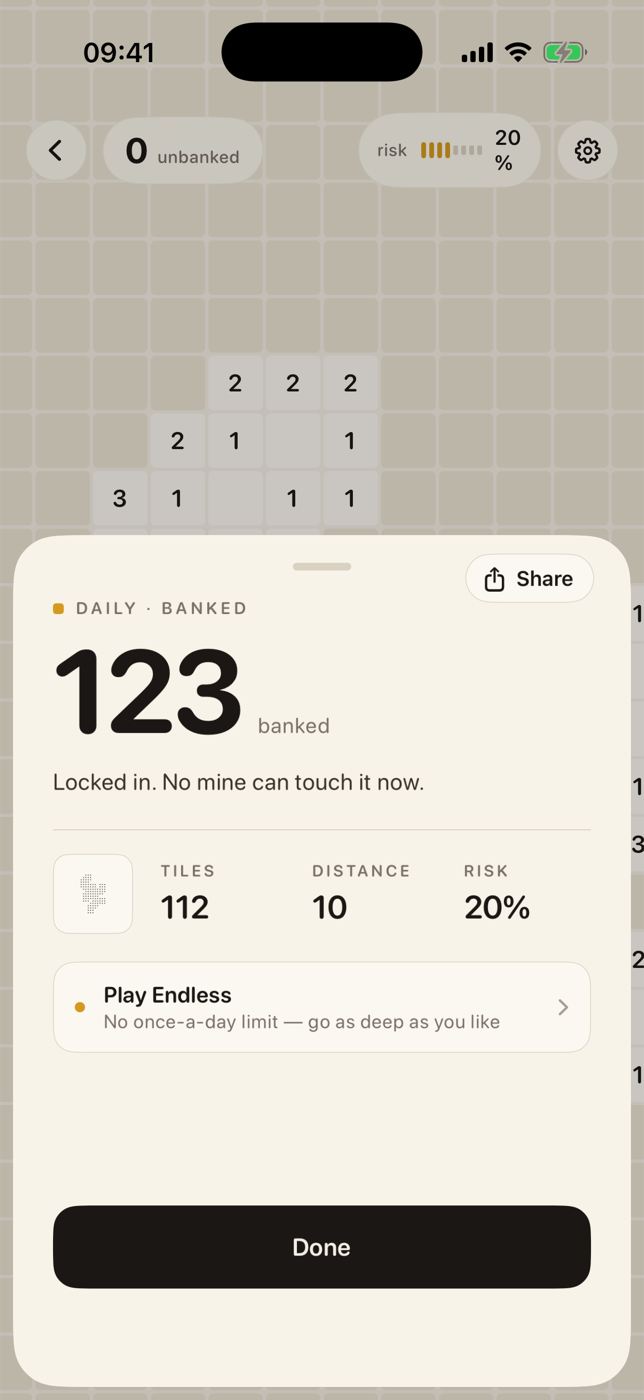 Banked — Locked in, ready to share